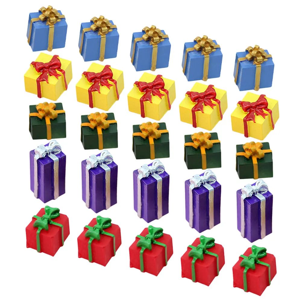 

30Pcs Mini Resin Ornament Gift Boxes Christmas Tree Decor DIY Handicraft Holiday Seasonal Mini Decor Festive Packages