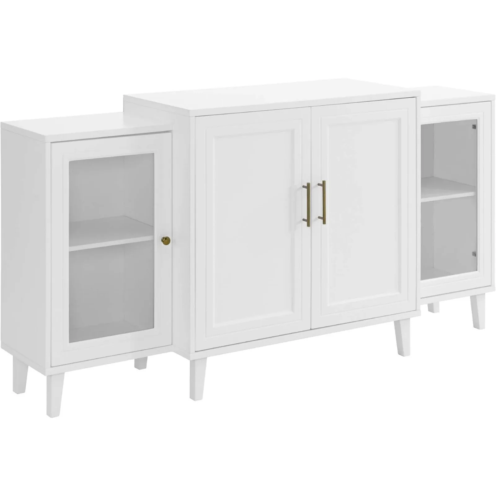 

US 4-Door Tiered Modern-Sideboard-Buffet Stand for Storage, 62, White