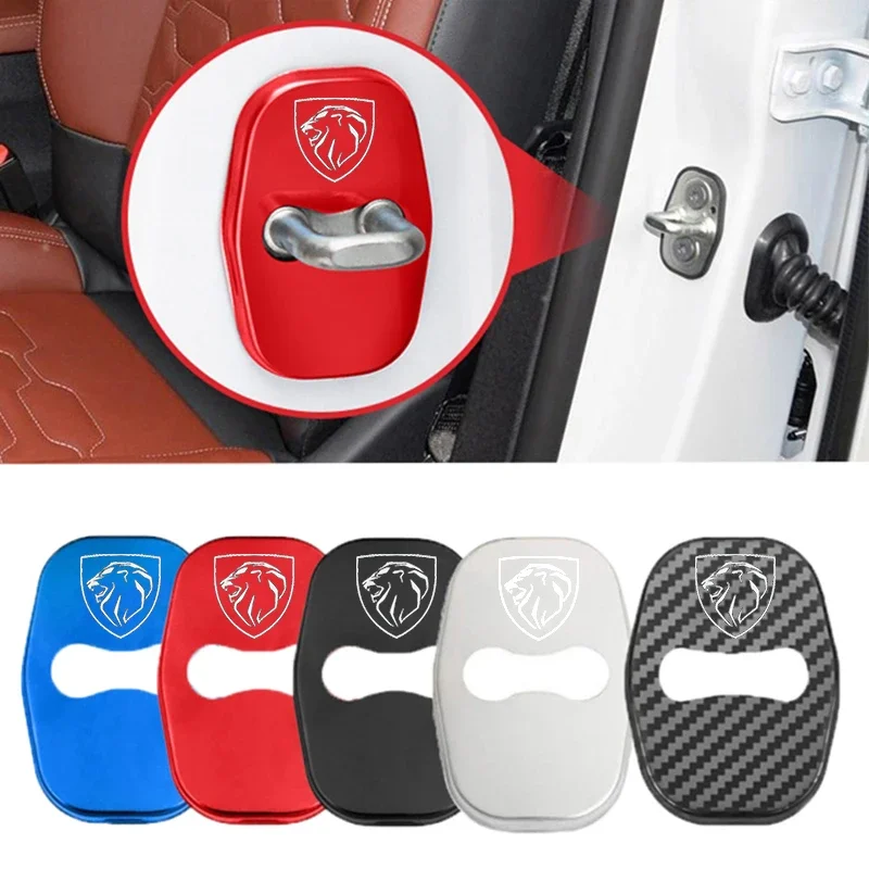 4Pcs Stainless Steel Car Door Lock Protection Cover for Peugeot 206 308 406 408 301 2008 2012-2017 Anti-rust Emblem Buckle Case