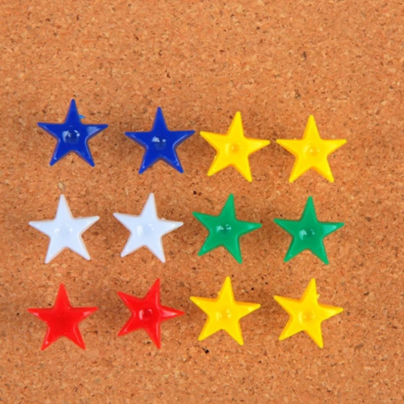 QX2B Pack of Map Push Pins Star Drawing Pins Map Pins Set for Pin Board Thumb Tacks with Plastic Heads and Steel Points