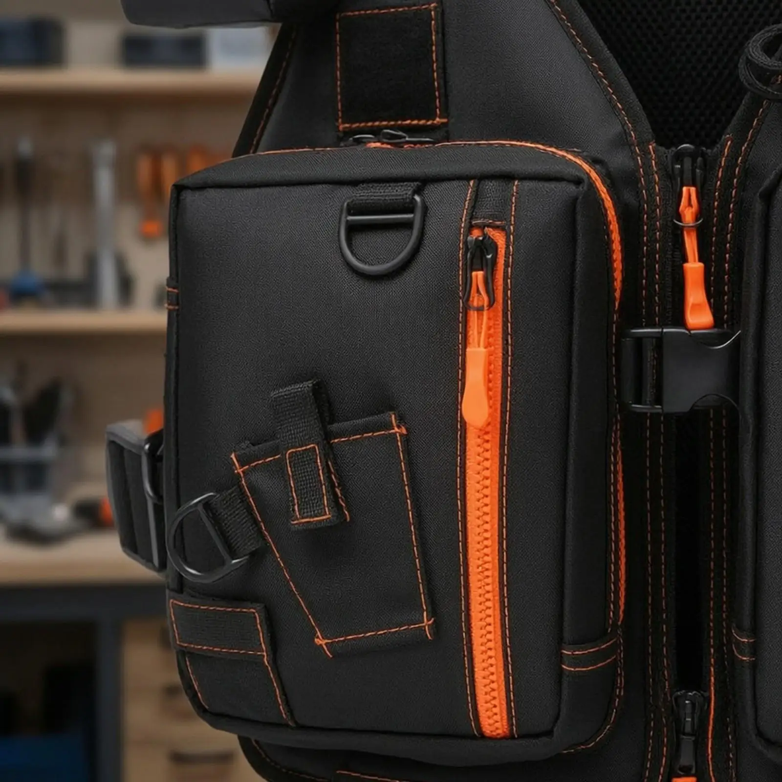 Oxford Cloth Multi Pocket Work Vest for Gardening Maintenance Reflective Stripe Tool Holder Vest for Work