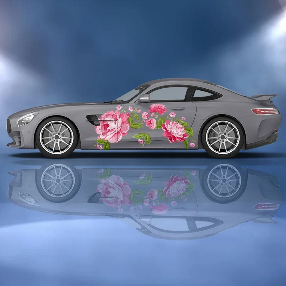 Multiple Types of Flowers Car Vinyl Wraps Decal Self-adhesive PVC Sticker Suitable for Trucks SUV Decor Auto Accessories Gift