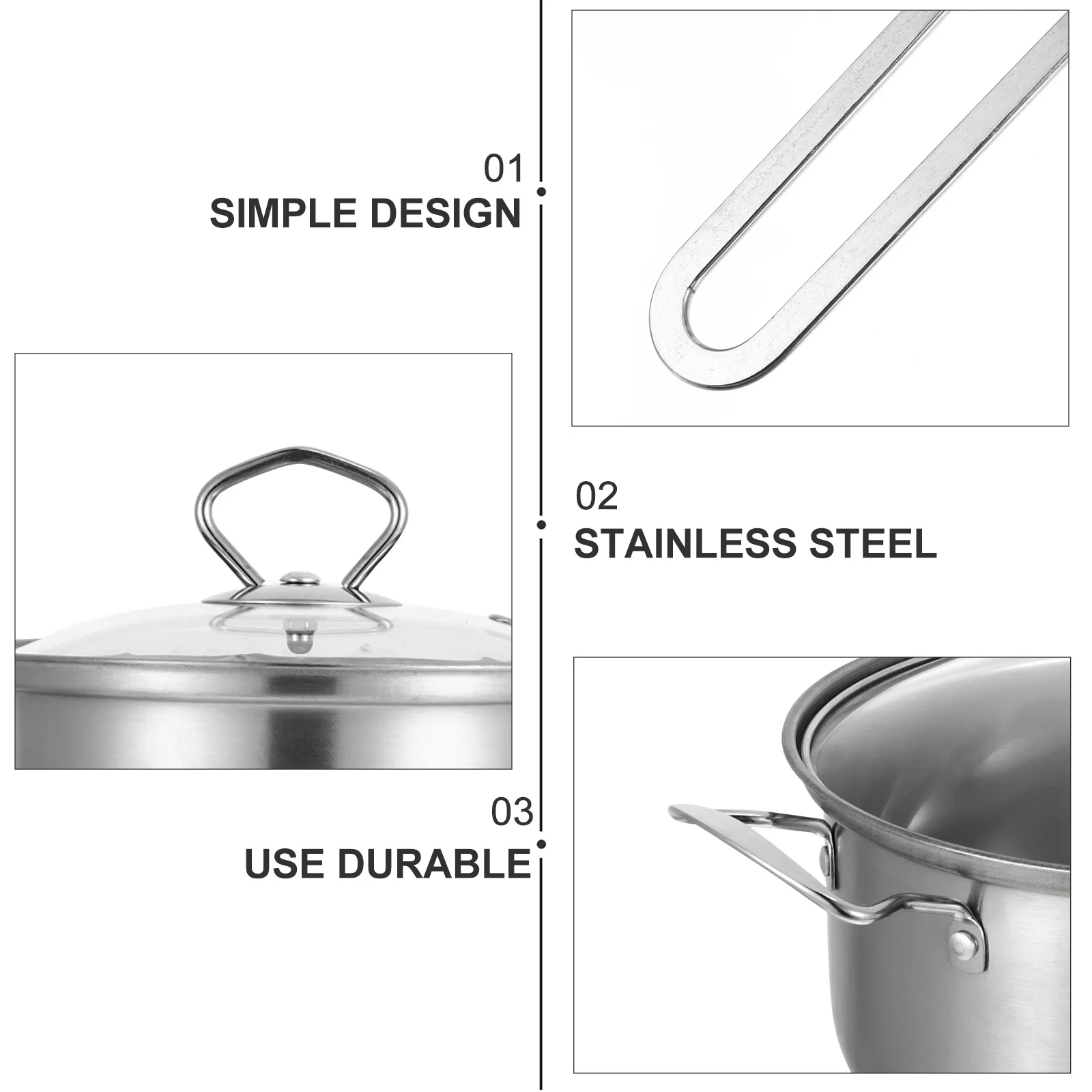 

2Pcs Stainless Steel Cooking Pot Milk Soup Noodle Pan Leak Resistant Kitchen Cookware Multipurpose Metal Pot Kitchen Cooking Pan