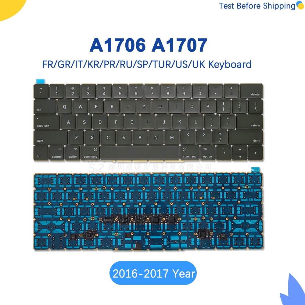 

Original A1706 Keyboard For Macbook Pro Retina 13.3" 15.4" A1707 Keyboard FR GR TUR KR SP US UK Keys 2016-2017 Year