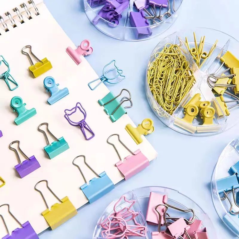 Multifuncional Binder Clips Set, Metal Clear Binder Clips, Escola Escritório Papelaria Fornecimento, 84Pcs, Conjunto