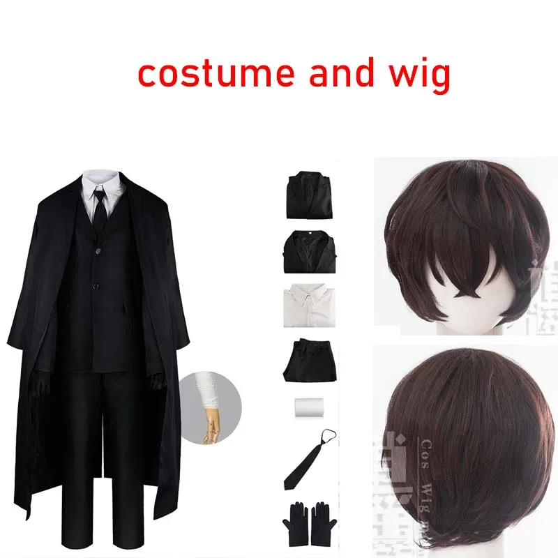 Homchee Trends COS Dazai Cosplay Kostuum Zwarte Trenchcoat Dazai Osamu Outfits Uniform Halloween Kostuum Voor Anime Comic Con
