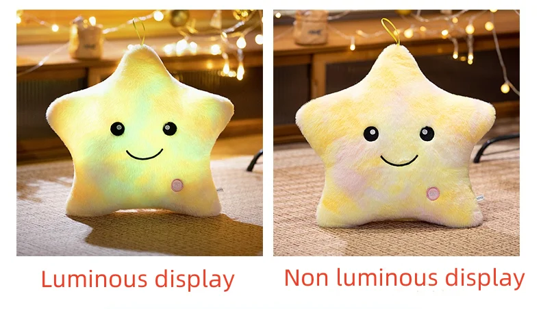 24*22CM Leucht fünfzackigen Stern Plüsch Spielzeug Glowing Star Gefüllte Weiche Puppe Kissen Schöne Halloween Weihnachten geschenke – Detail 3