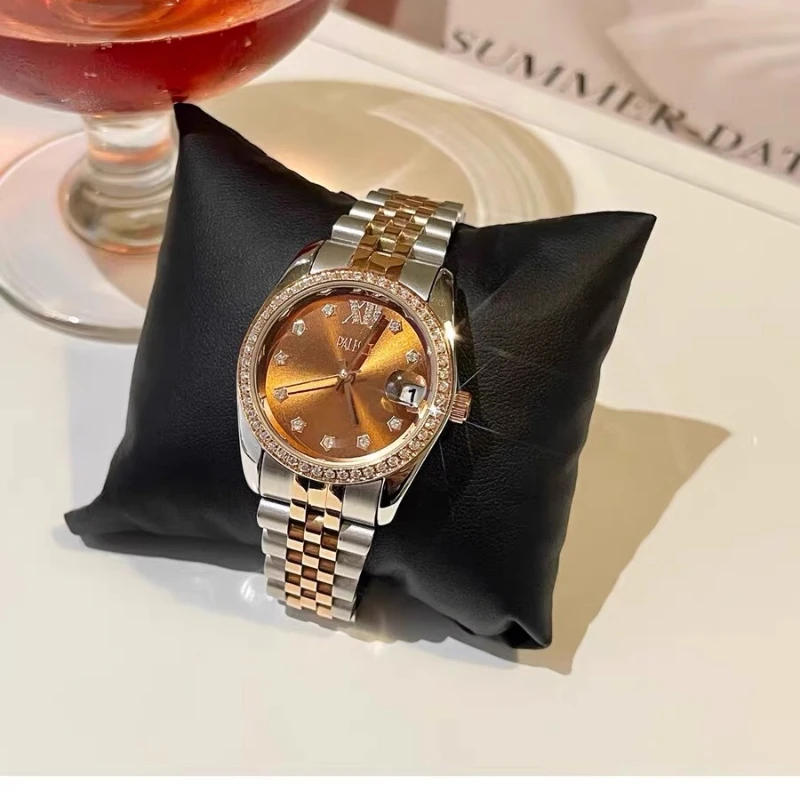 Stylish simple light luxury niche hand women's watch exquisite full diamond  student trend waterproof steel belt quartz watch