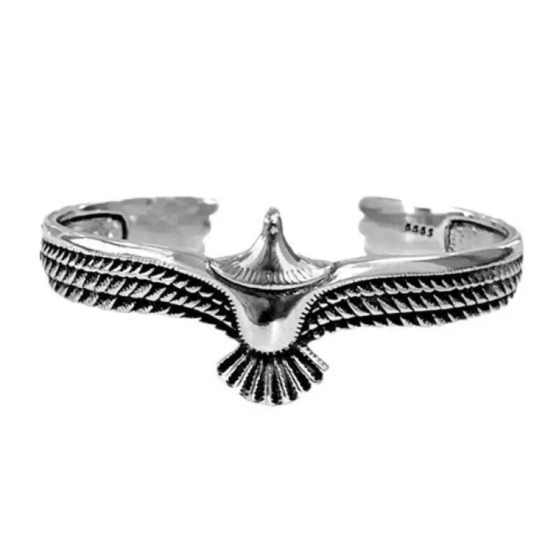 Personality Vintage Feather Silver Color Open Cuff Bracelet for Men Adjustable Bangle Jewelry Wrist Gift with wooden box - view 2