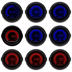 52mm LED Digital Display Tachometer Boost Vacuum Air Fuel Ratio Exhaust Temp Water Temp Oil Temp Voltage Gauge Red Blue LED