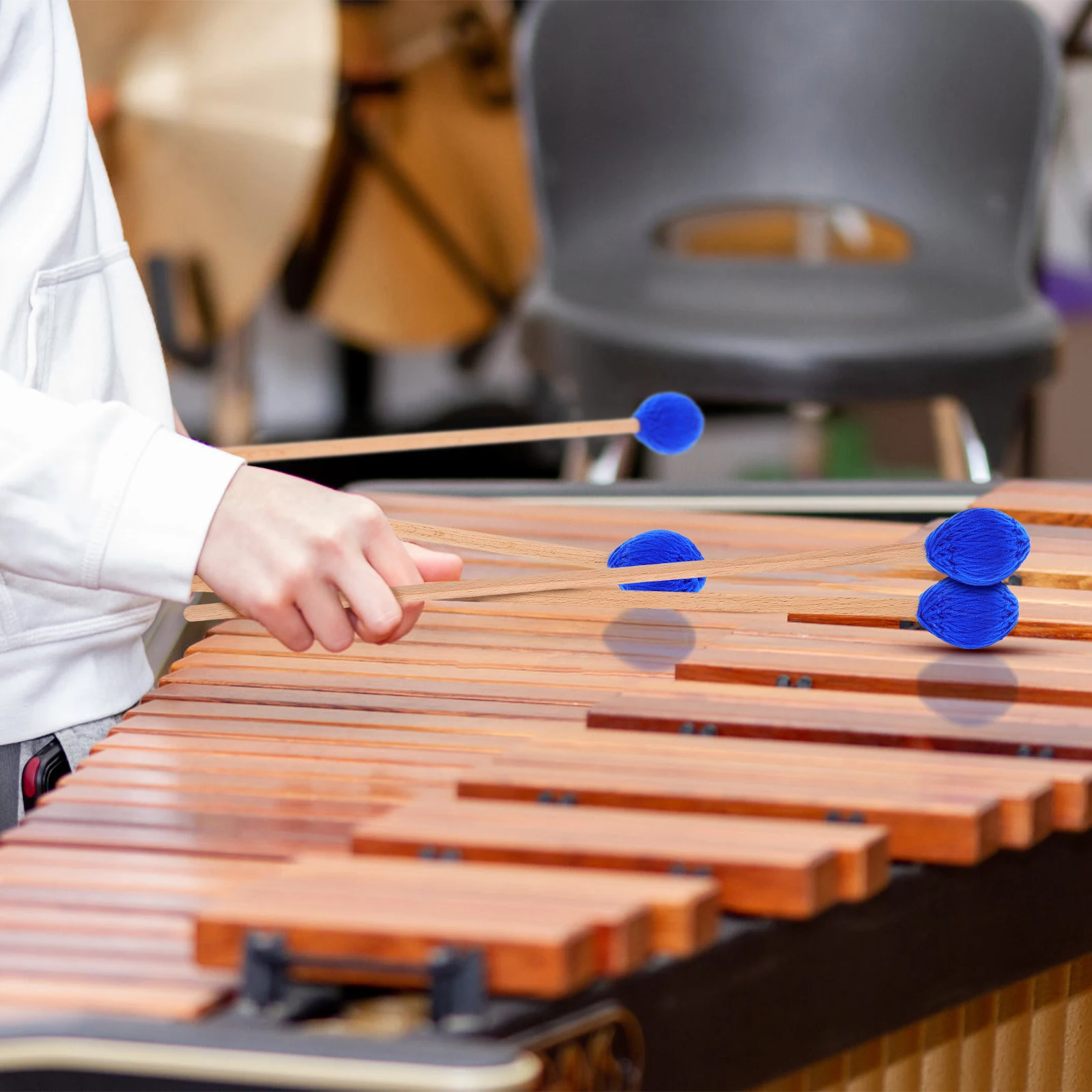 

6 Pcs Drumsticks Set Wood Percussion Mallets Yarn Felt Head Timpani Bass Bell Snare Sticks Practice Music Performance Durable