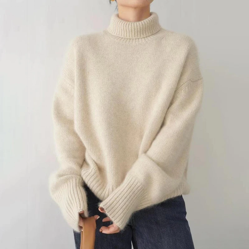 Women\'s Knitwear Sweaters Basic Warm Vintage Sweater Knitted Oversize Thick Loose White Pullover Jumper for Women 2024