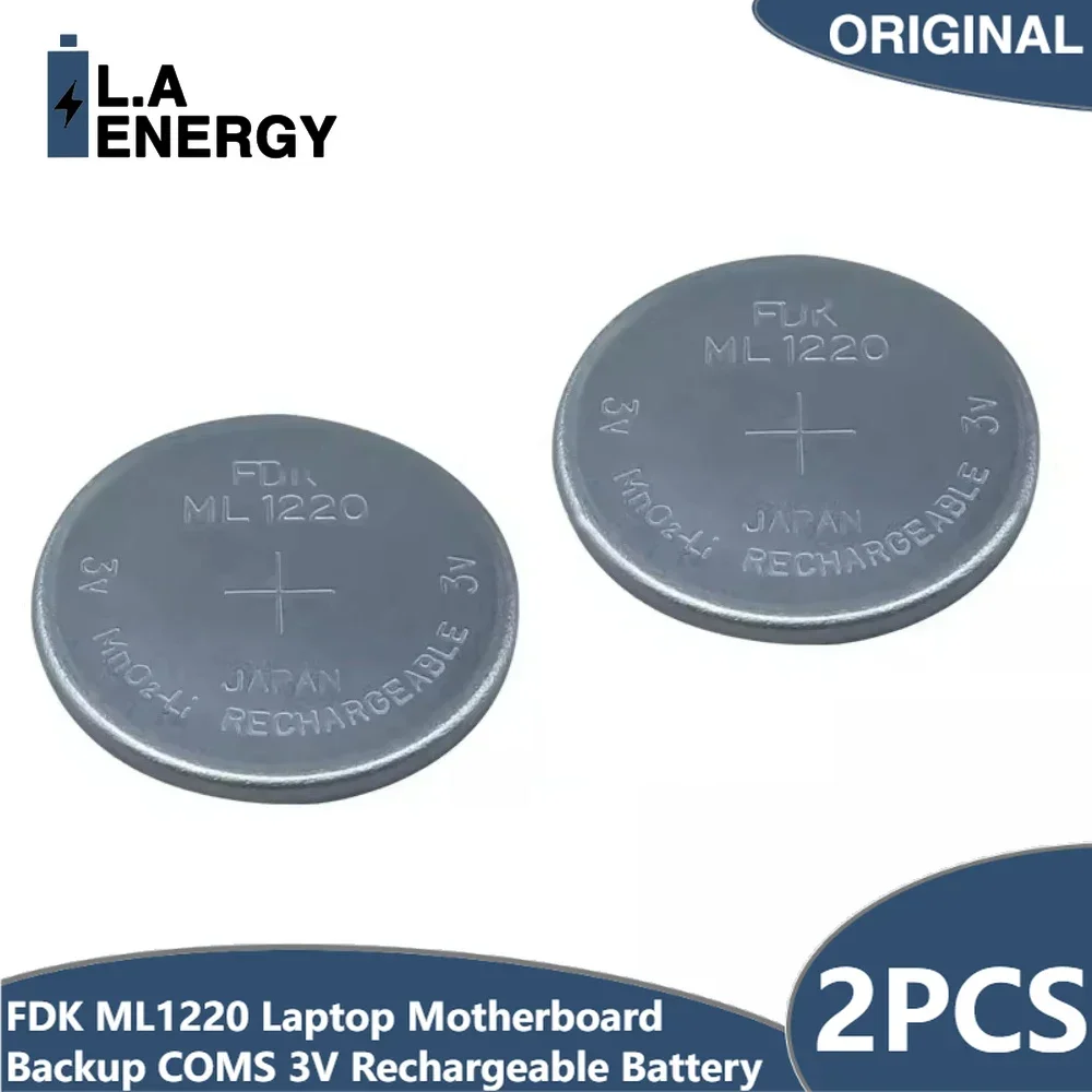 2PCS FDK ML1220 Rechargeable 3V Button Battery for Laptop Motherboard Backup COMS Memory