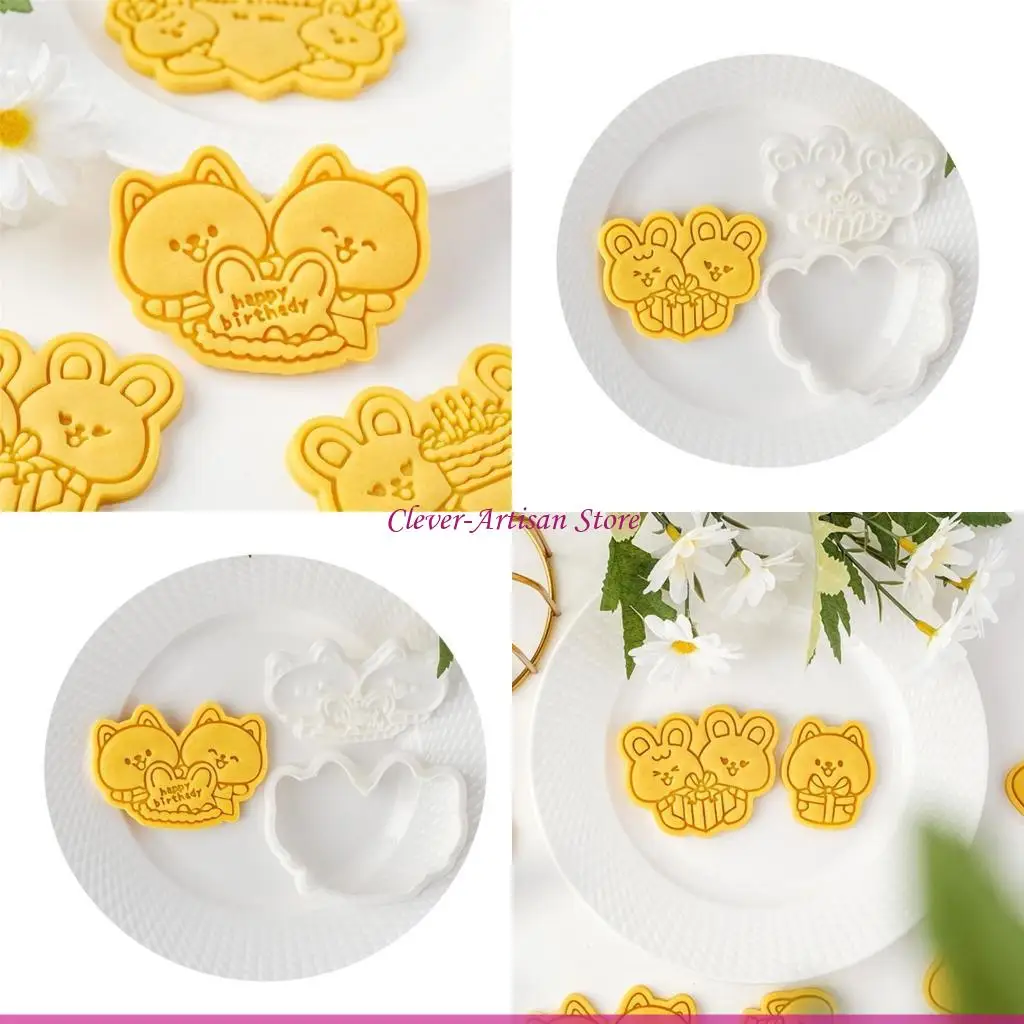 

E06B Plastic Cookie Molds Cartoon Animal Biscuit Cutter Cookie Molds for Bakings