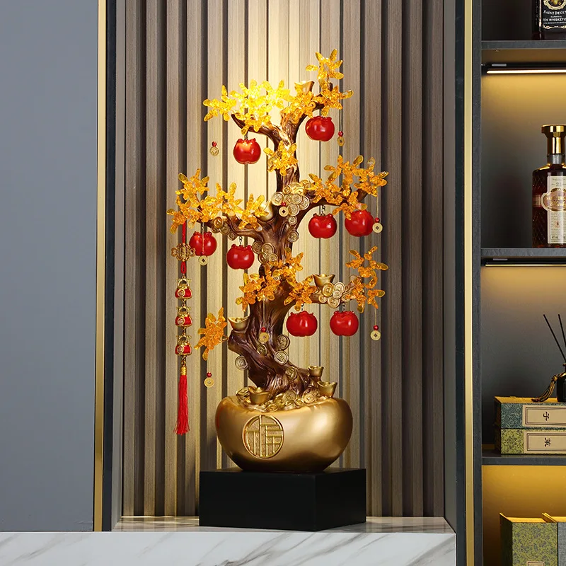 High-end ingot fortune tree landing large ornament company housewarming opening gift living room entrance landscaping decoration