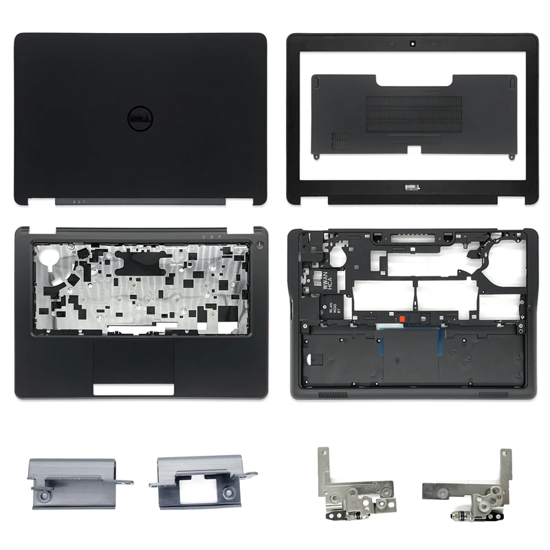 

New LCD Back Cover/Front Bezel/Hinges/Palmrest/Bottom Case For Dell Latitude E7250 Laptop Black Without Touch