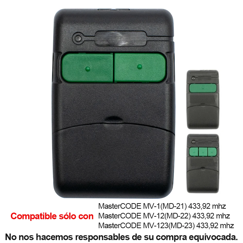 2PCS Garage Remote Control Compatible With MASTERCODE MV1 MV2 MV12 MV22 MV 433.92MHz