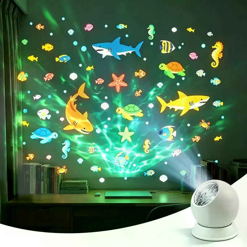 Dynamic Ocean Projector Night Light With Sea Animal Patterns Effect Perfect For Kids Bedroom Nursery Birthday Party Decor