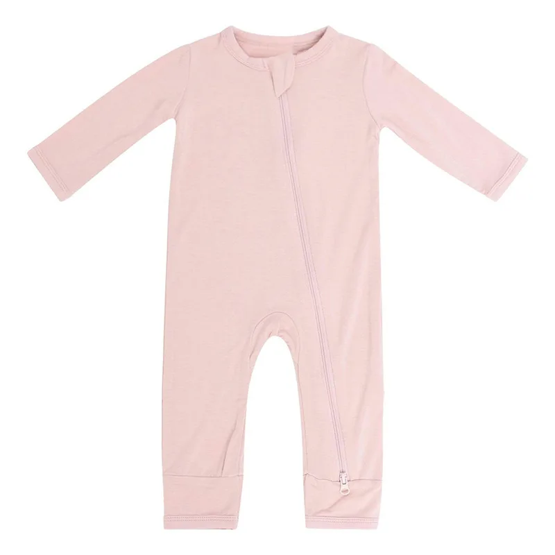 2023 Baby Romper Bamboo Fiber Baby Boy Girl Clothes Newborn Zipper Footies Jumpsuit Solid Long-Sleeve Baby Clothing 0-24M