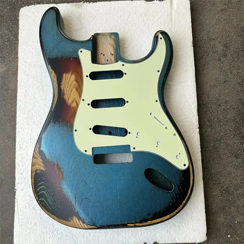 DIY  guitar body, sunset blue, width 57mm, stock ash content, free delivery and free route