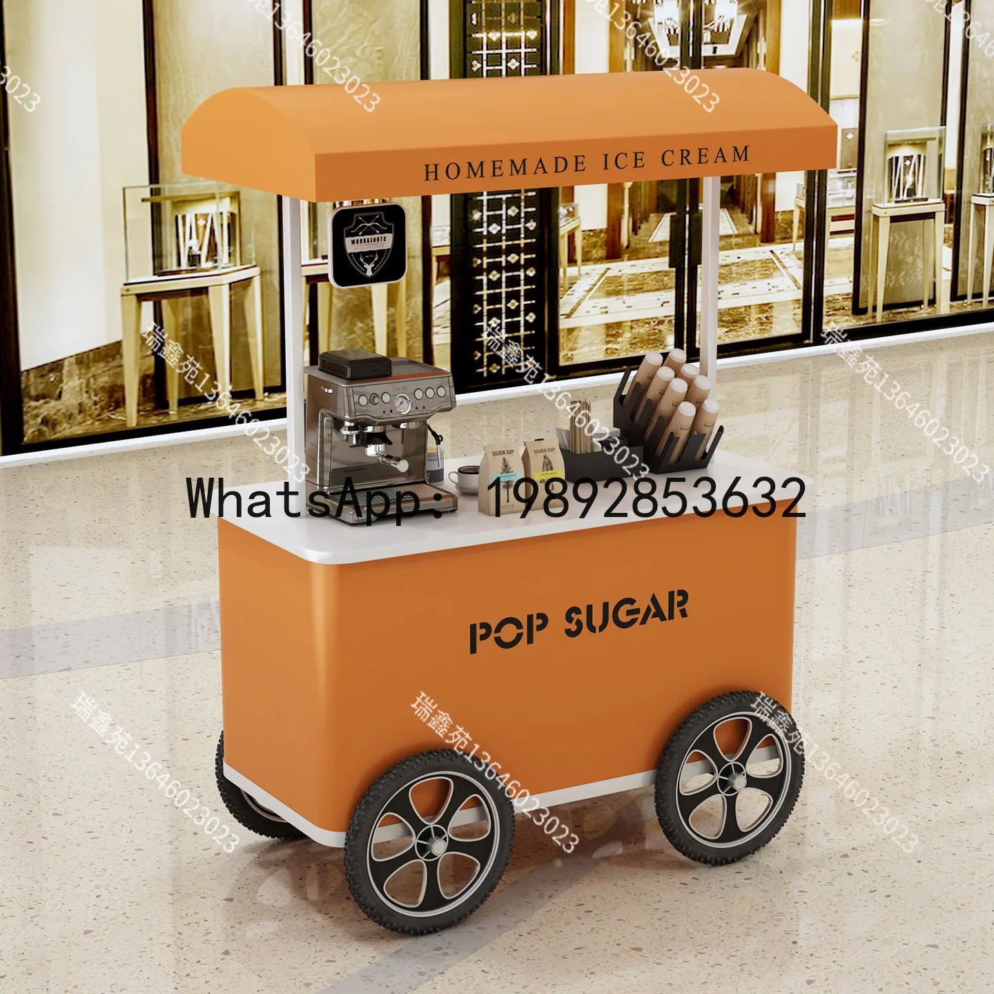 YFY Luxury Goods Stall Push Cart Coffee Advertising Promotion Cart Mall Store Traffic Attraction Activity
