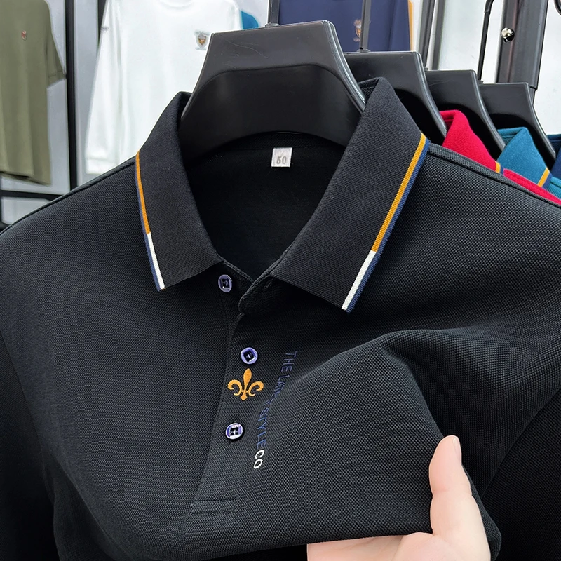 Luxury Quality Men's Polo Shirt Lapel Embroidered Long Sleeve Hot Selling T-shirt Autumn British Business Base Men's Clothing