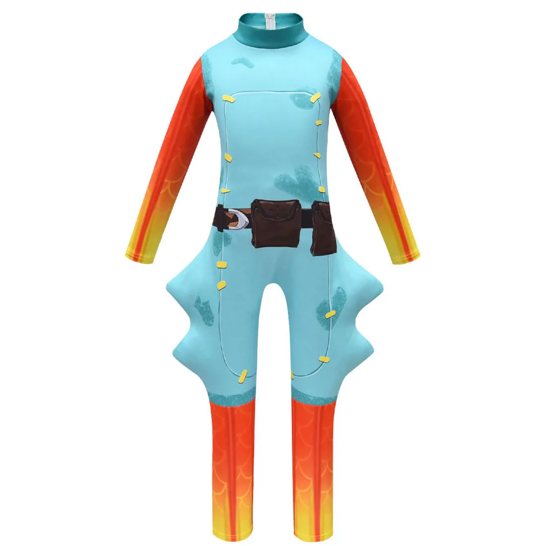 Kids Halloween Fish Stick Cosplay Costume for Teen Boy Girl Jumpsuit Boss Christmas Party Mask+Playsuit Child Bodysuit Boutique