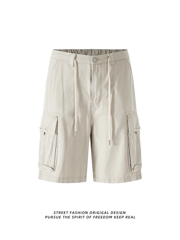 New fashionable men's summer work pants pure cotton multi-pocket short pants washed cotton shorts, high-quality shorts