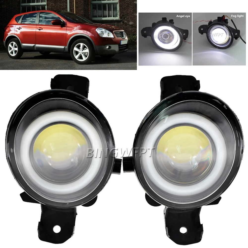 Left+Right For Nissan Qashqai Qashqai+2 J10 2007-2013 Car Front LED Fog Light Assembly H11 Fog Daytime Running Lamp