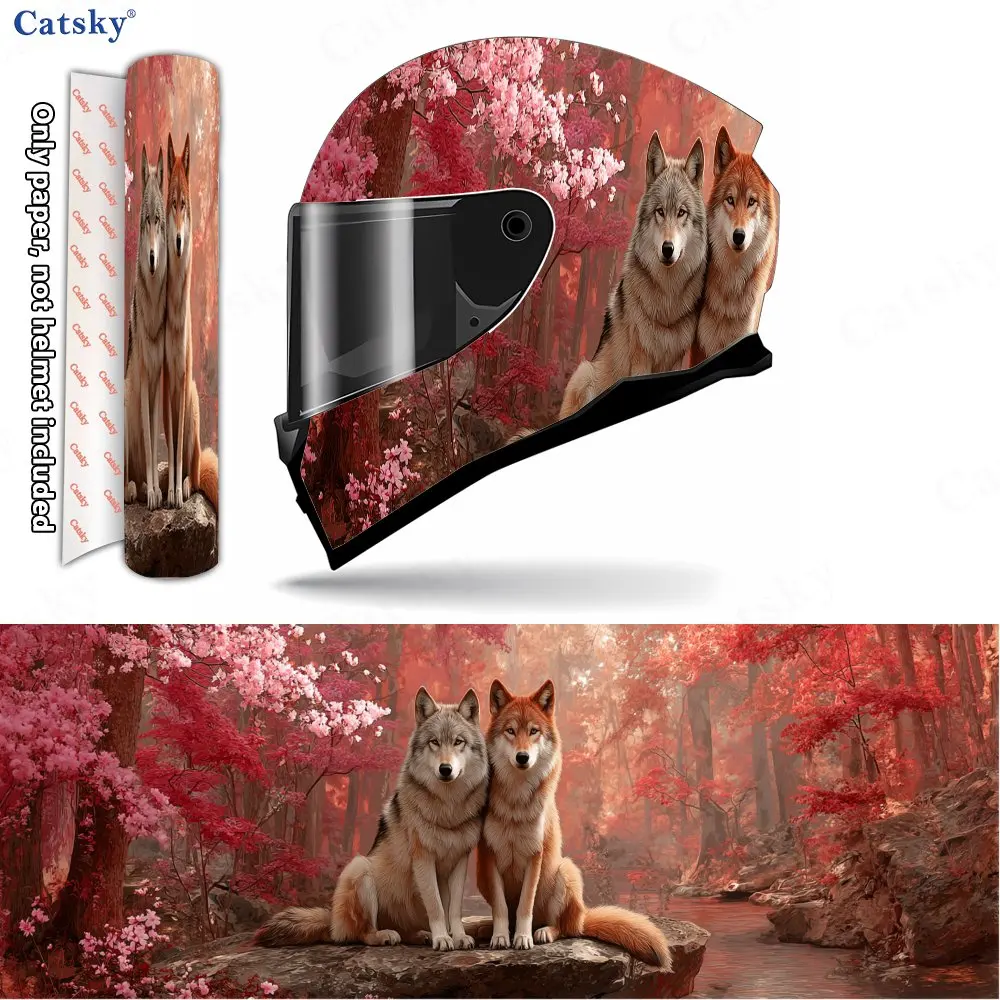 

Виниловые накидки на шлем Maple Red Wolf Shadow, водонепроницаемые, устойчивые к царапинам наклейки на анфас, прочные защитные украшения из ПВХ