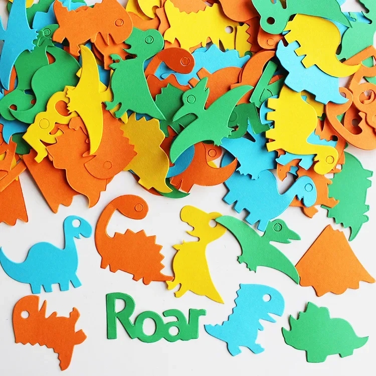 

100Pcs Dinosaur Roar Paper Table Scatter Confetti for 1st Birthday Jungle Party Supplies Baby Shower Decoration Photo Booth Prop