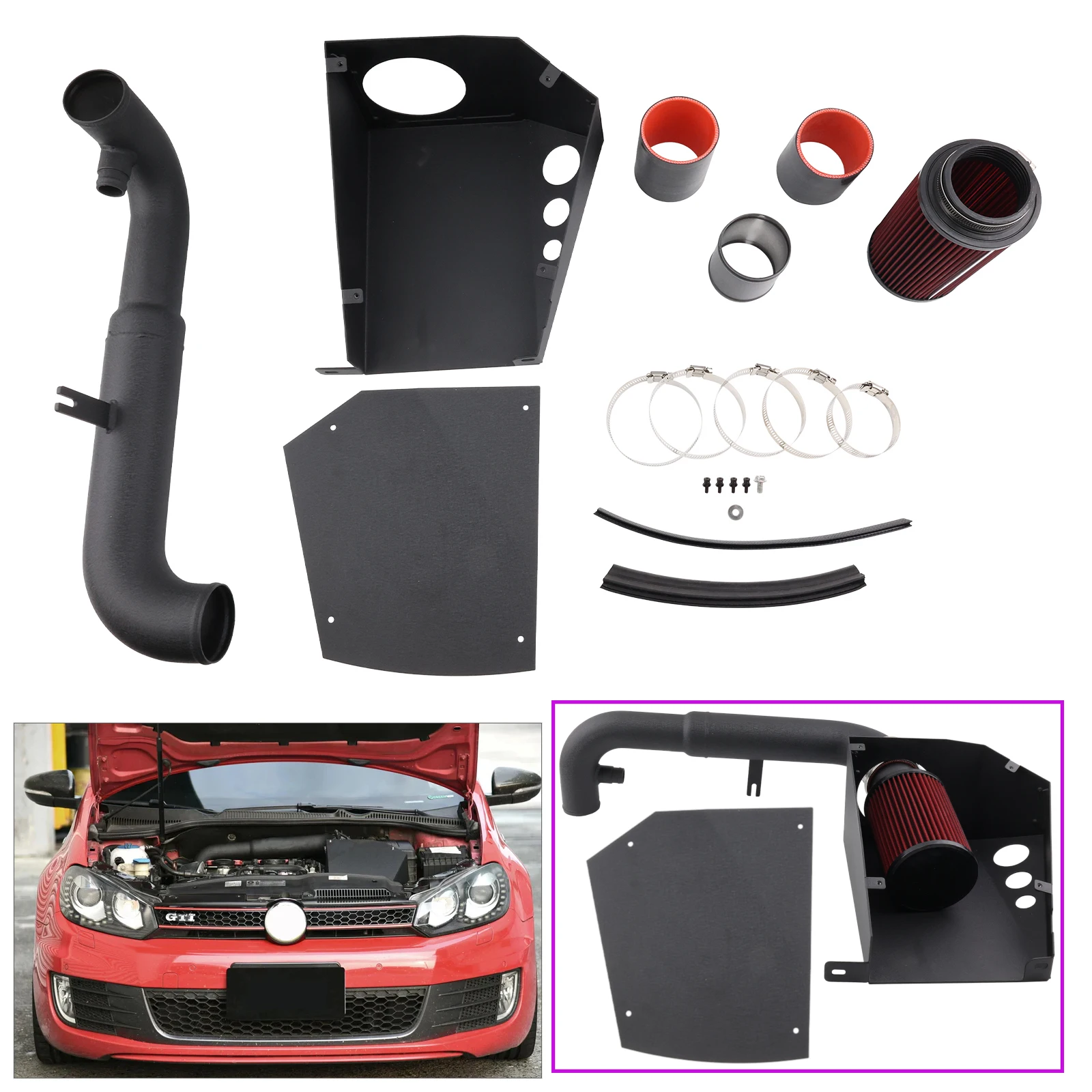 

Performance Dry Filter+Heat Shield Cold Air Intake Kit For VW Golf MK6 GTI For Scirocco MK3 For Skoda Octavia MK2 2008-2014 2.0