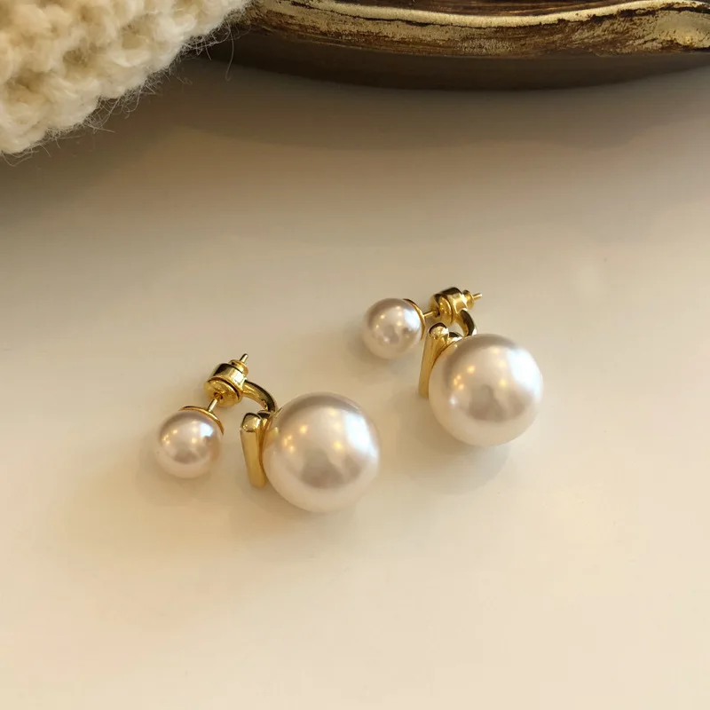 Simple Exaggerated Large Pearl Stud Earrings for Women Wedding Bridal Korean Imitation Pearl Earrings Office Jewelry Gifts