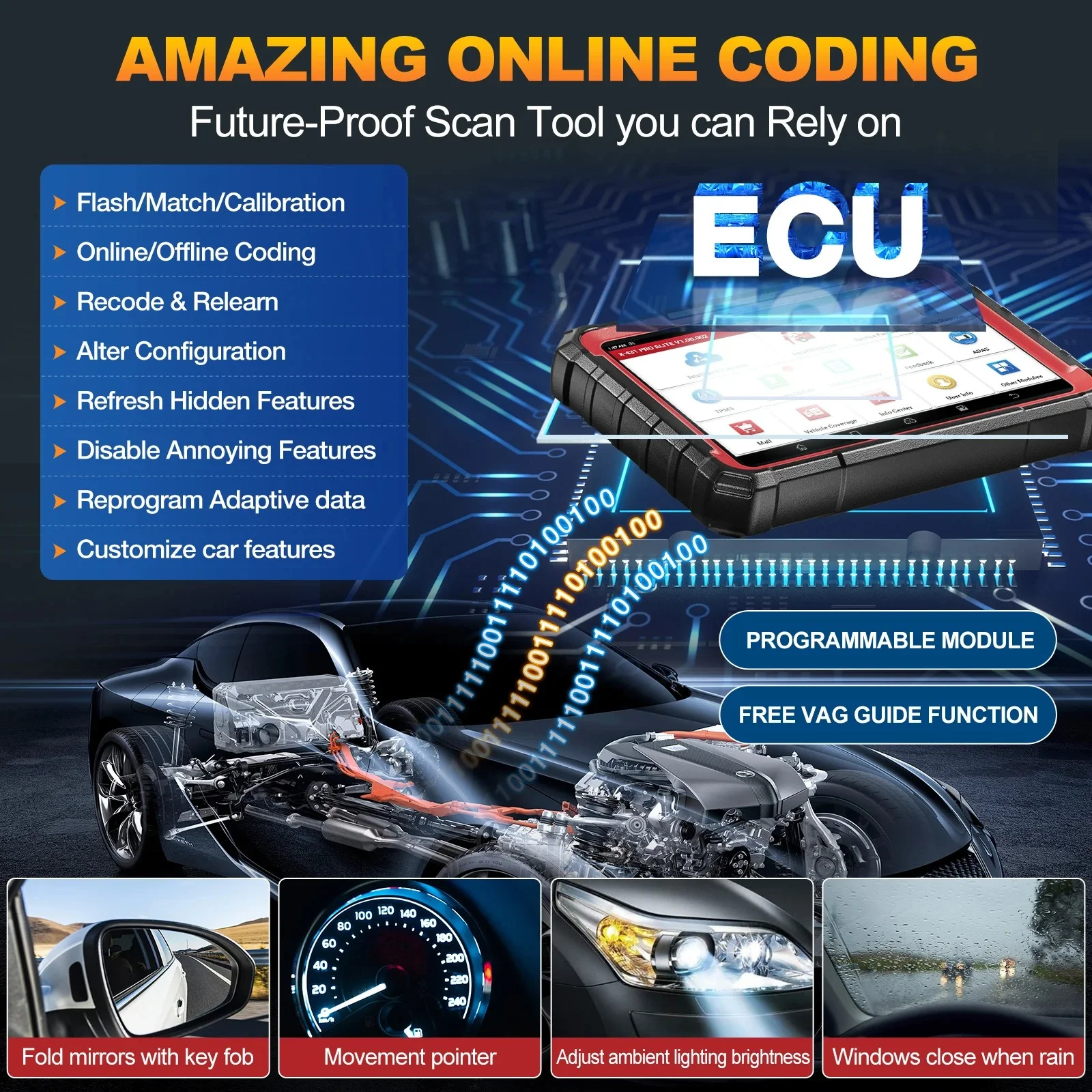 X431 Pro Obd2 الماسح الضوئي نظام كامل أداة تشخيص السيارة مع 32 إعادة تعيين Canfd Doip Ecu الترميز اختبار نشط Fca Sgw محلل المحرك