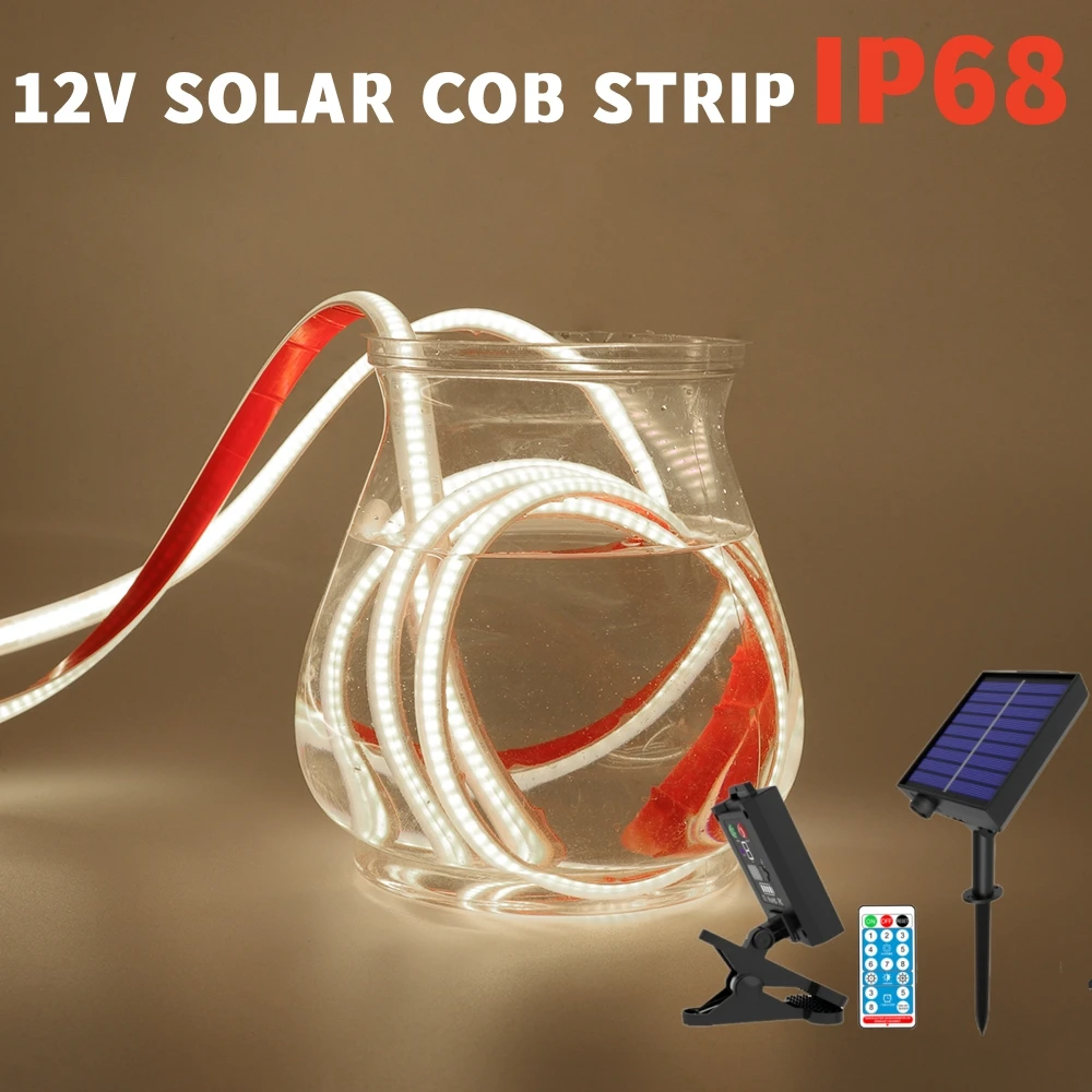 12V Solar COB Strip lampka IP68 zewnętrzna elastyczna podwodna lina oświetlenie liniowe 320ledy lampa taśma diodowa zimna naturalnie ciepły biała