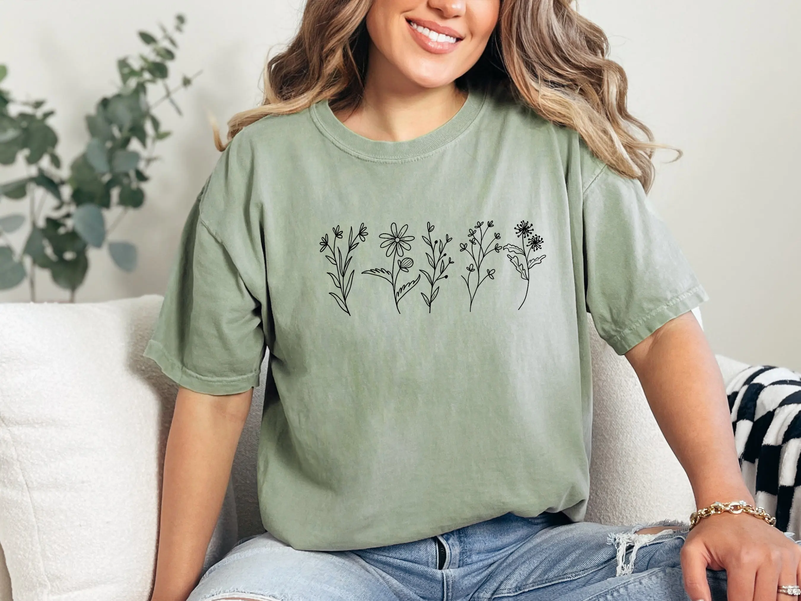 

Boho Cottagecore T Shirt Wildflowers Vintage Pressed Flowers Botanical Floral For Gardener
