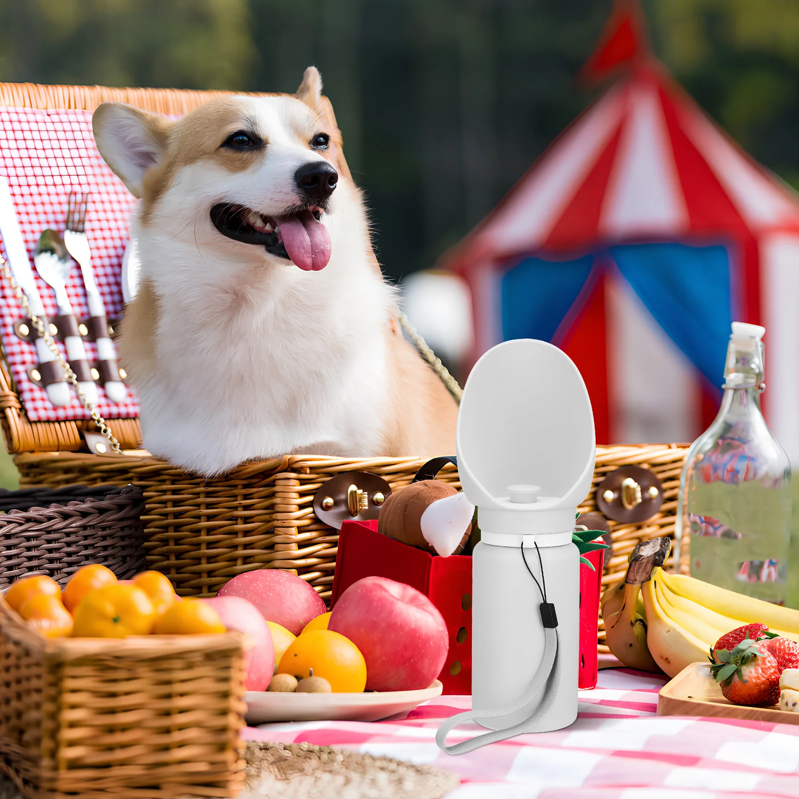 

Pet Water Dispenser Dog Water Bottle Portable Space Saving Foldable Silicone Leakproof For Outdoor Travel Light Grey