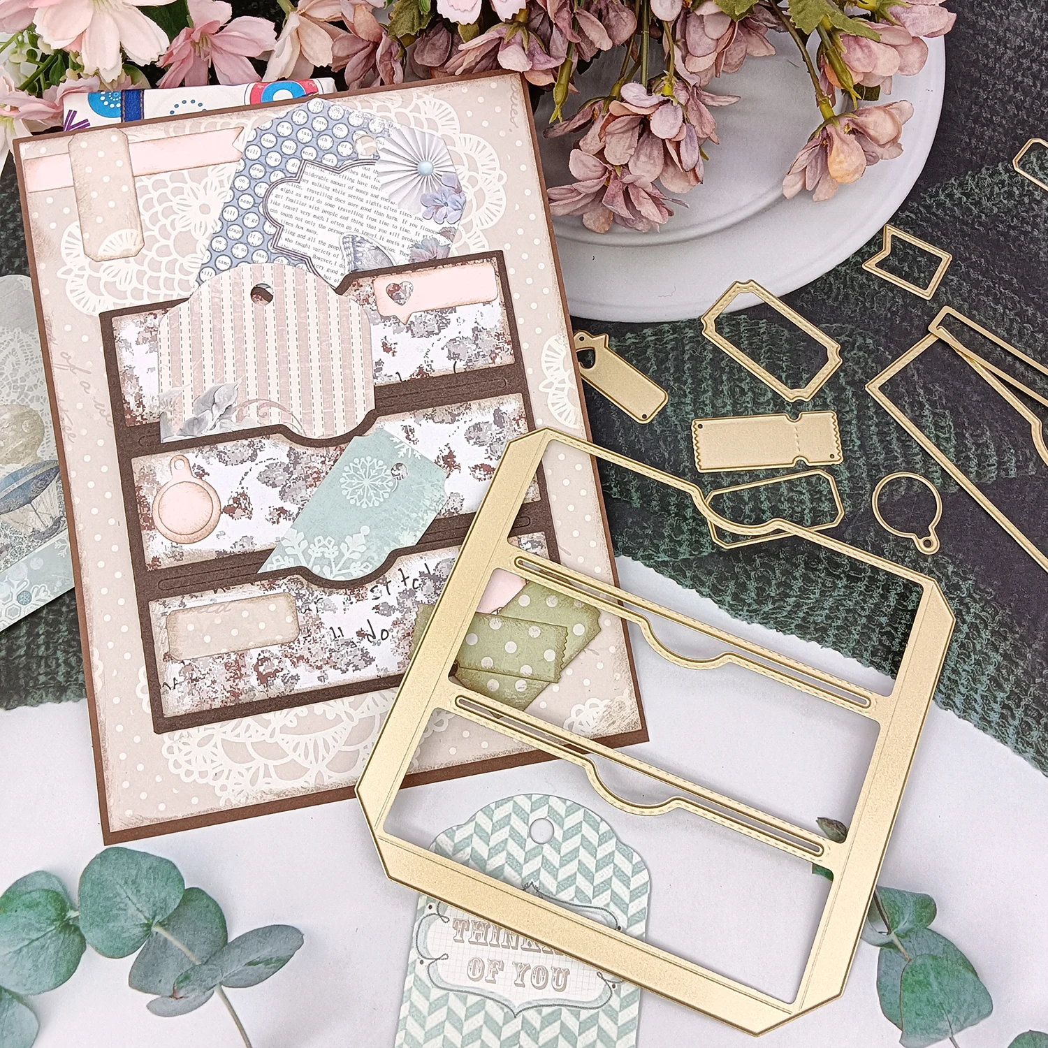 Alinacutle Album Tasche Metall Stanzform geschnitten für Geschenk Papier Handwerk handgemachte Kartenherstellung DIY Grußkarten Scrapbooking