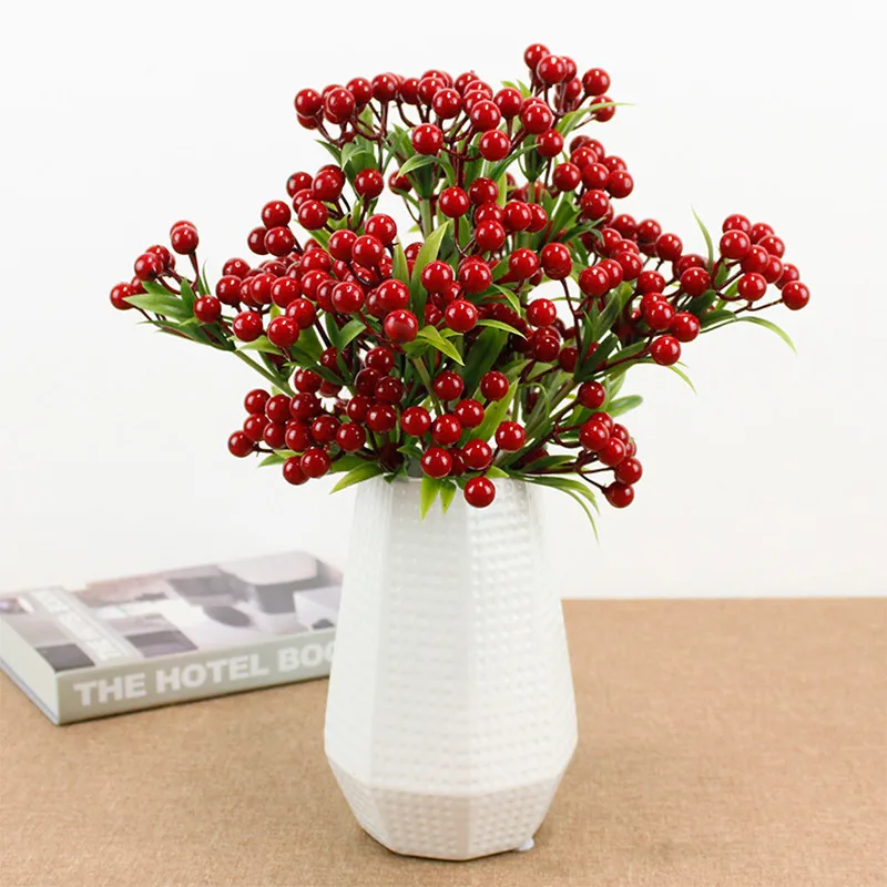 Artificial Berries Branch Plastic Fake Flower Decorative Blue Berry Red Berries Plant for New Year Christmas decoration 2023