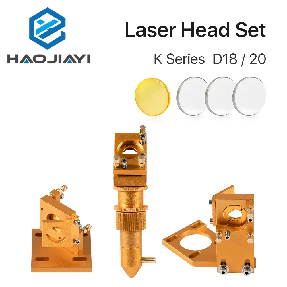 

K Series CO2 Golden Laser Head Set Lens Dia12/18/20mm Mirror Dia 20mm for 2030 4060 K40 Laser Engraving Cutting Machine