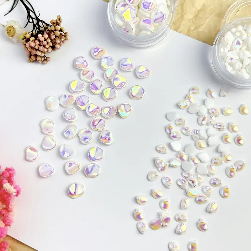 50pcs Irregular Simulatied Pearl Nail Charns White Baroque Pearl Nail Art Decoration Accessories Jewelry Manicure DIY Crafts