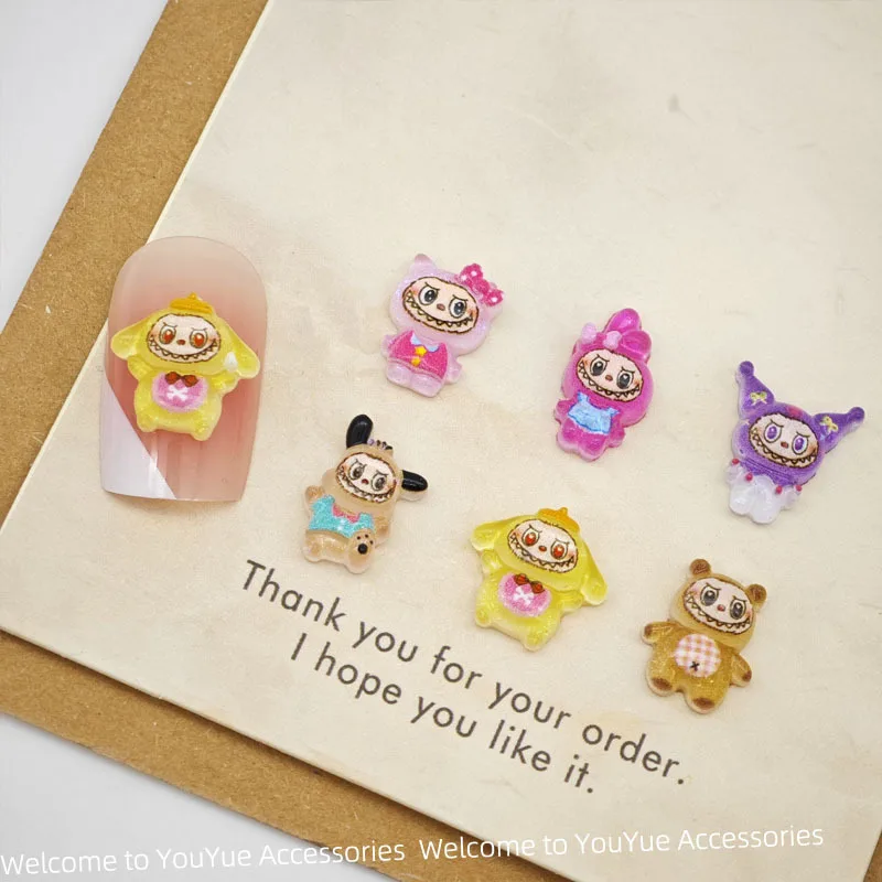 

Popular Anime Labubu cosplay Resin Patch Handmade DIY Kawaii Nail Stickers Phone Case Decoration Hair Clip Accessories Materials