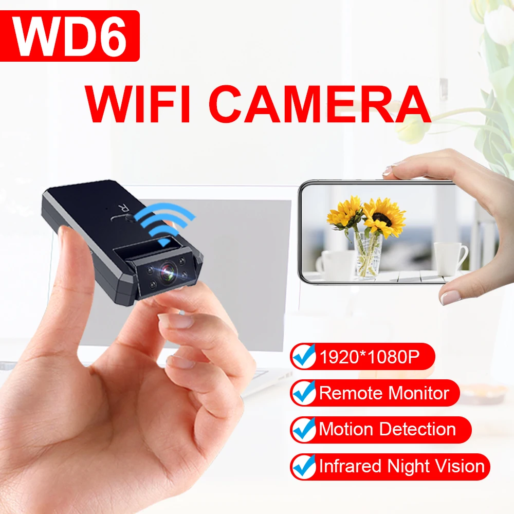 WD6 Mini Camera WiFi 1080P HD Wireless IP Micro Camera Remote Monitor Tiny Video Recorder Motion Detection Mini Cam Night