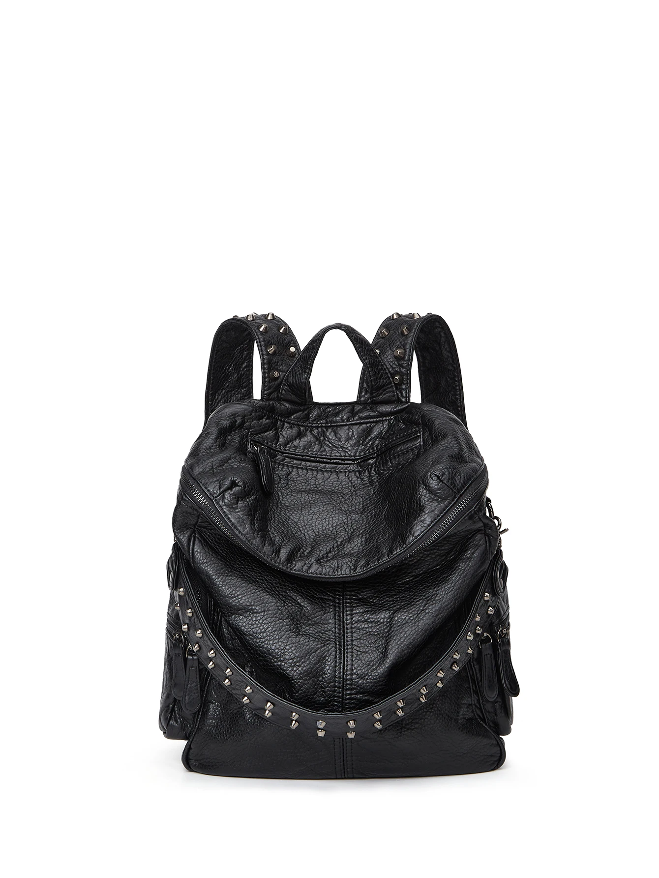 

Niche Rivet Fashion Solid-Color New Style Women's Versatile Backpack