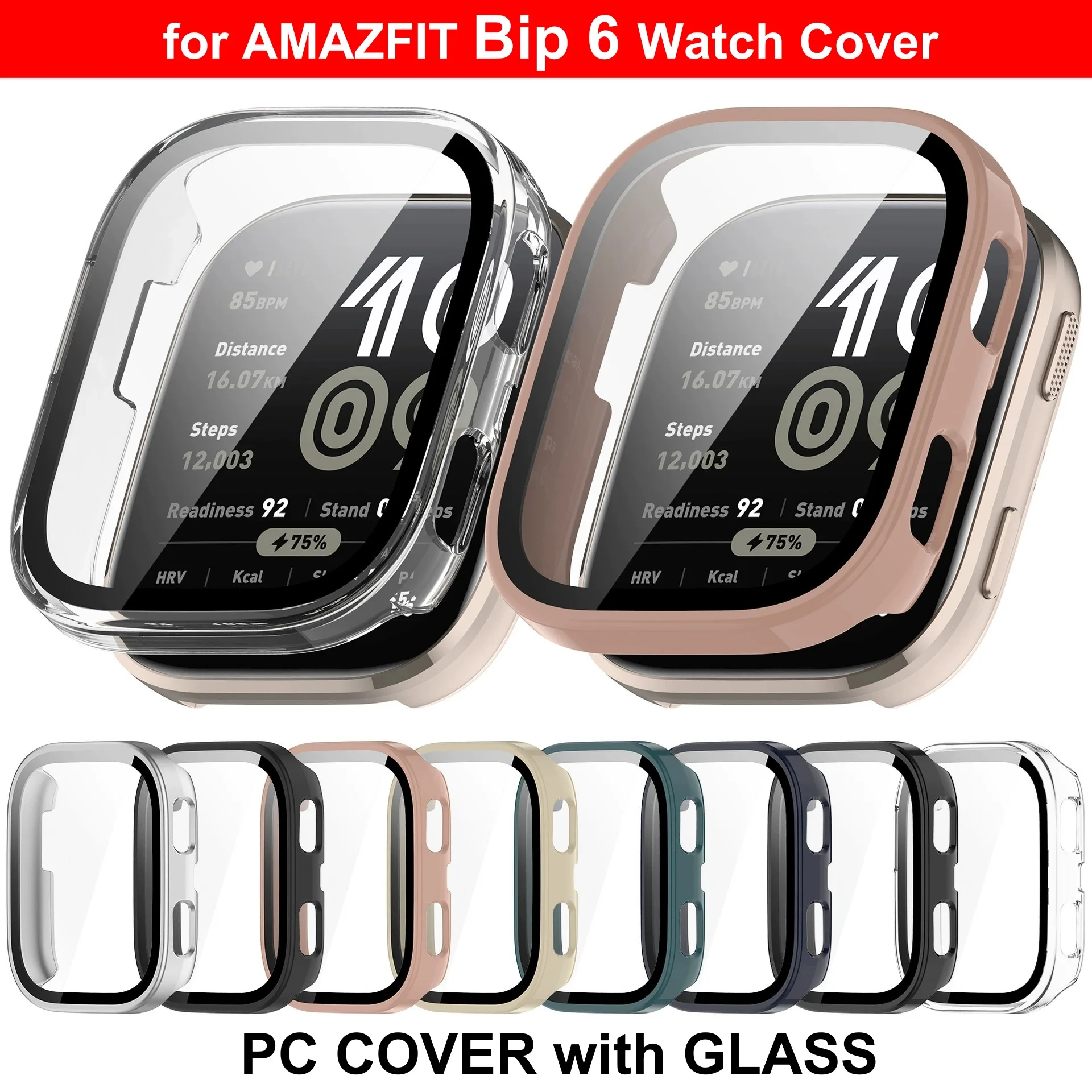 Capa Protetora de PC para Smartwatch Amazfit Bip6 A2435 (30 Peças) - Bumper de Cobertura Total com Protetor de Tela de Vidro Temperado