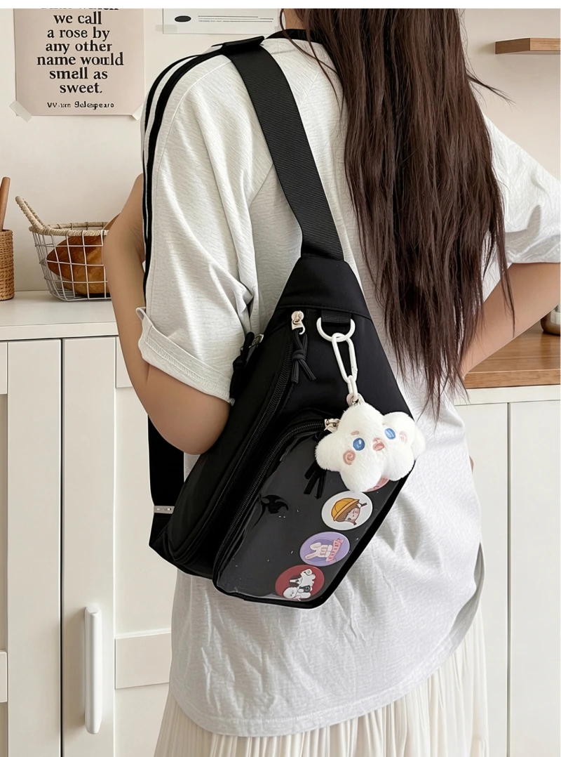 Neue süße Anime Ita Bag – Stylische Damen-Outdoor-Fahrrad-Umhängetasche, transparente Bauchtasche für Mädchen, DIY Comic-Display-Schultertasche – Detail 10