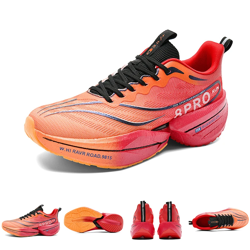 

Кроссовки из углеродистой пластины для марафона, мужские спортивные теннисные дышащие женские удобные спортивные нескользящие повседневные кроссовки на воздушной подушке