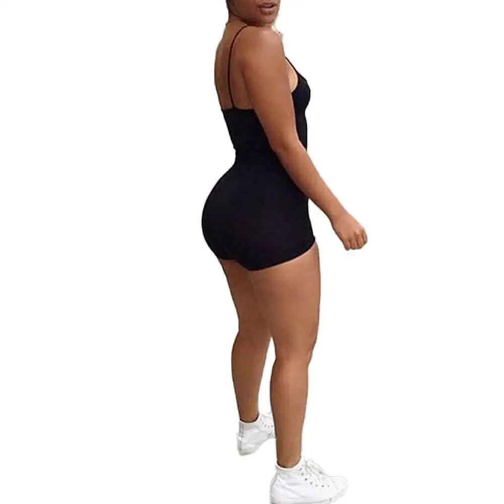 Shorts Jumpsuit Bodysuit Spaghetti Straps Women Sleeveless Sexy Bodycon Sports Suits Sleeveless O Neck Open Basic Overalls