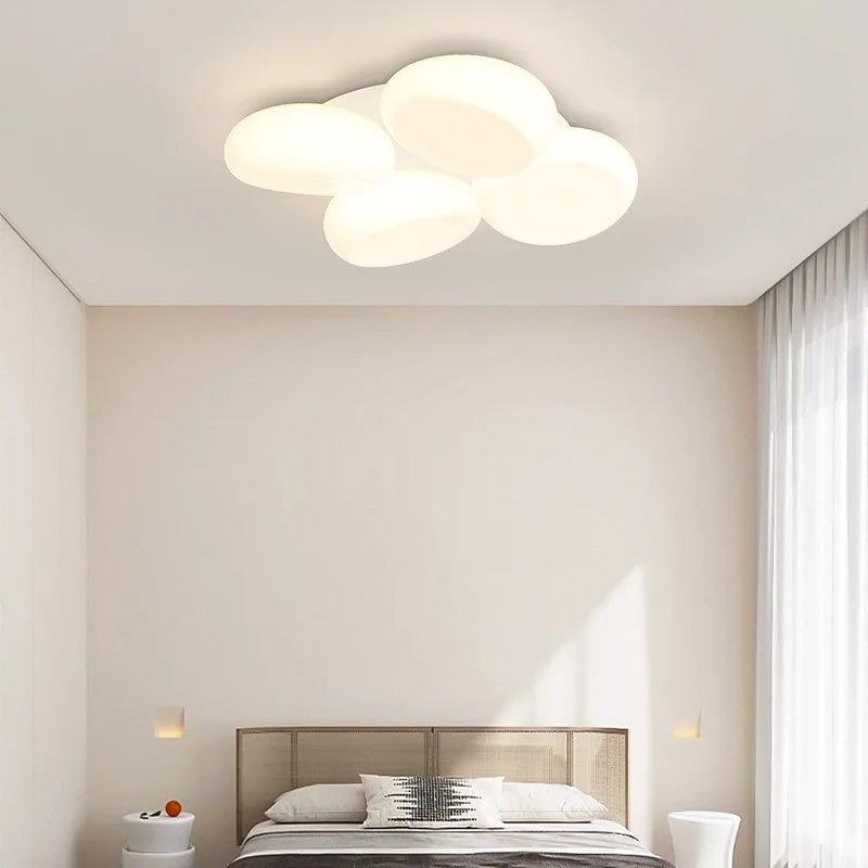 Nordic Milky White Style Living Room Ceiling Home Atmospheric Bedroom Pebble Lamp For Bedroom Ceiling Lights