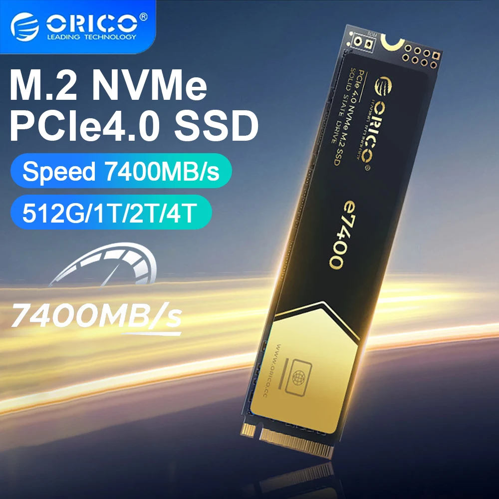 ORICO M.2 2TB 1TB NVMe SSD 7400MB/S External Hard Drive M.2 PCIe4.0x4 NVMe Solid State Drive for Laptop Desktop Office Work